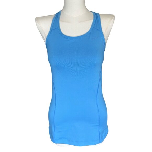 Nike Dri-FIT Blue Racerback Athletic Top Built-In Bra Women's Sz S - Picture 1 of 10